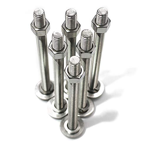 Fullerkreg (4 Sets) 3/8-16x5 Stainless Steel Hex Head Screws Bolts, Nuts, Flat & Lock Washers, 18-8 (304) S/S, Fully Threaded by Bolt Fullerkreg - Image 4