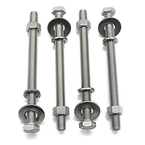 Fullerkreg (4 Sets) 3/8-16x5 Stainless Steel Hex Head Screws Bolts, Nuts, Flat & Lock Washers, 18-8 (304) S/S, Fully Threaded by Bolt Fullerkreg - Image 3