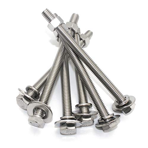 Fullerkreg (4 Sets) 3/8-16x5 Stainless Steel Hex Head Screws Bolts, Nuts, Flat & Lock Washers, 18-8 (304) S/S, Fully Threaded by Bolt Fullerkreg - Image 5