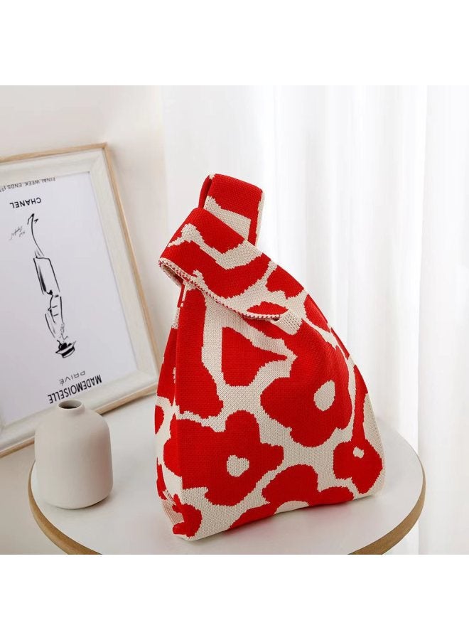 South Korea Ins Knitted Handbag Girl's Vesel Bag Knitted Bag Advanced Sense Cute Handbag Knitted Bag Crossbody Bag-Color:Back Panda - Image 3