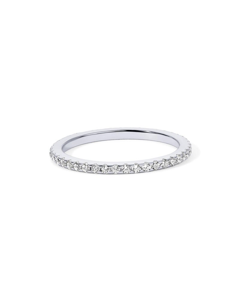 PAVOI Rhodium Plated 925 Sterling Silver Stackable CZ Ring for Women | Thin Band for Stacking | Simulated Diamond Eternity Wedding Band | Size 6.5 - Image 3
