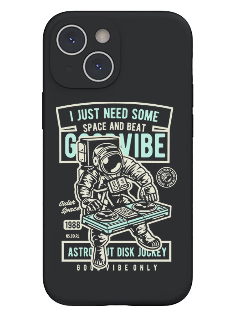 Theodor Protective Slim Fit Case Liquid Silicone Cover with Full Body Protection Anti-Scratch Shockproof Case For iPhone 15 Black  - Groovy-01 - Image 1