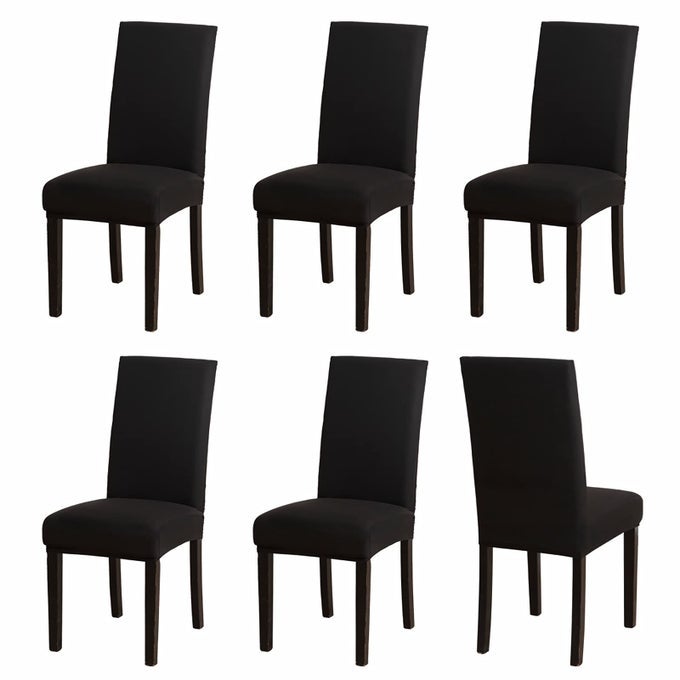 CHAIR COVERS 6 BLACKSTRETCH DINING CHAIR COVERS SPANDEX SEAT COVERS FOR DINING CHAIRSELASTIC WASHABLE CHAIR PROTECTORS FOR DINING ROOMHOTELRESTAURANTBANQUET 6 BLACK