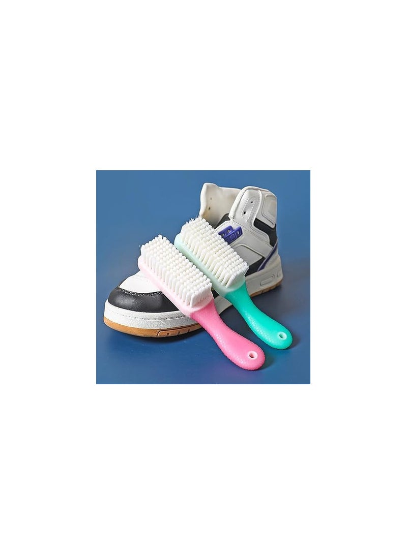 wolpin Wolpin Bathroom Cleaning Brush (Pack of 2) Shoe Brush Multipurpose Washbasin Brush Sliding Door Cleaning with Grip Handle, Pink & Green  - Image 2