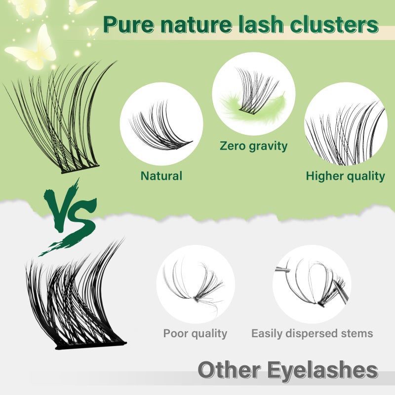 KEYYOU Natural Lash Clusters Kit 144Pcs DIY Lash Extension Kit Wispy Eyelash Extensions Kit D Curl 8-18MIX with Bond and Seal and tweezers with Thin Lash Band by KEYYOUï¼ˆKIT-N02-D-8-18MIXï¼‰ - Image 4