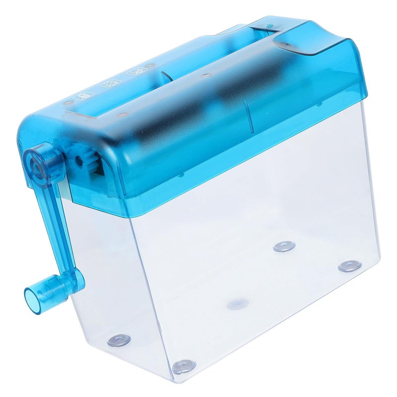 Manual Paper Shredder A6 Desktop Hand Crank Fine Cut Shredder For Home Office School Use Blue - Image 2