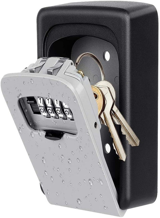 Styxon Wall Key Safe Box with Waterproof Exterior Key Combination and resettable Code for House Spare Keys,Rectangle Shape, 8.5 x 6.4 x 3.5 CM, Black & Silver - Image 1