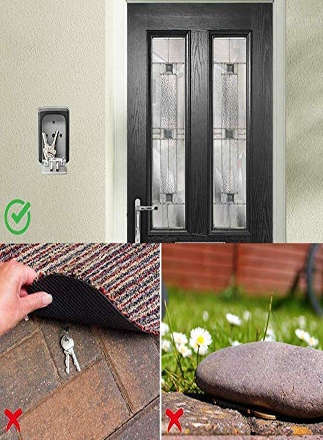Styxon Wall Key Safe Box with Waterproof Exterior Key Combination and resettable Code for House Spare Keys,Rectangle Shape, 8.5 x 6.4 x 3.5 CM, Black & Silver - Image 5