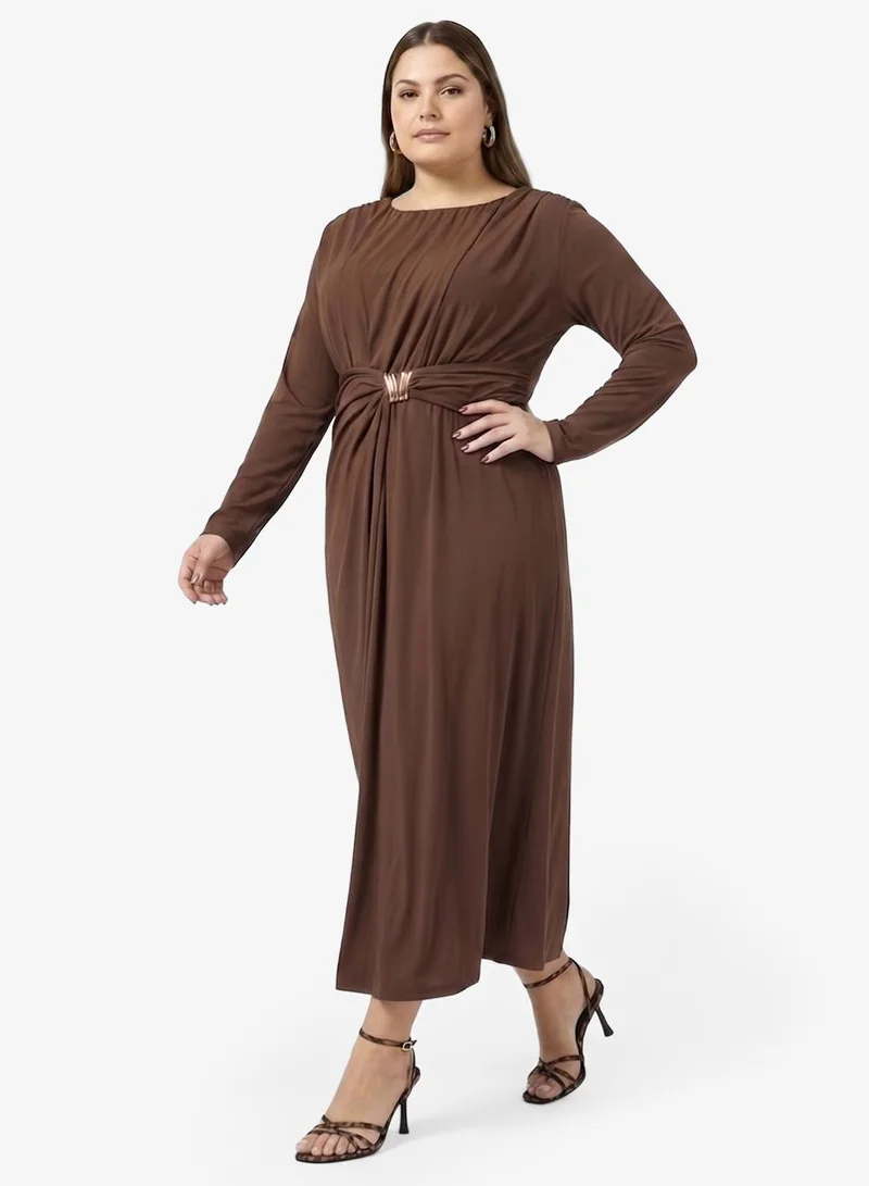Ginger Plus Gather Detail Wrap Maxi Dress