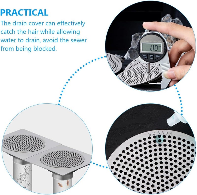 Bathroom Hair Catcher Drain Cover 304 Stainless Steel Strainer for Bathtub Shower Sink, Fine Mesh Hair Stopper for Bathroom Floor Drain, 82mm Diameter - Image 3