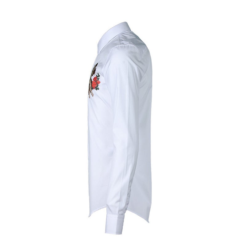 2021 autumn and winter Han Lin Hua European and American style Cupid embroidered long sleeve mens shirt Tide brand shirt mens clothing White - Image 4