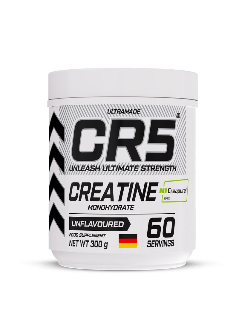 سي ار 5 بودرة كرياتين مونوهيدرات – Creapure® ميكرونيزد، بدون نكهات، 5000 مجم لكل حصة، 60 حصة، 300 جم – مكمل لتعزيز قوة العضلات والطاقة والتعافي - Image 1
