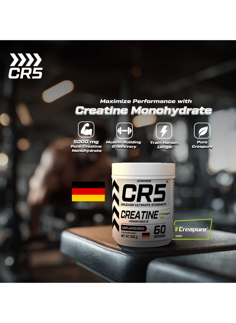 سي ار 5 بودرة كرياتين مونوهيدرات – Creapure® ميكرونيزد، بدون نكهات، 5000 مجم لكل حصة، 60 حصة، 300 جم – مكمل لتعزيز قوة العضلات والطاقة والتعافي - Image 4