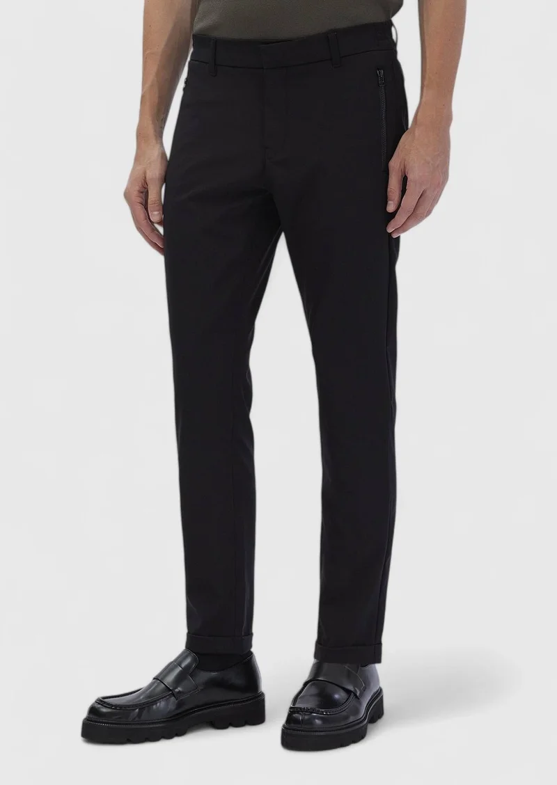 RAMSEY Black Knitting Jogging Fit Casual Trousers