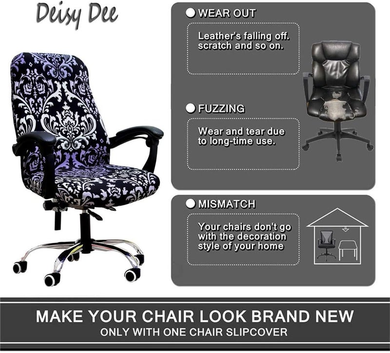 Deisy Dee Computer Office Chair Covers for Stretch Universal Rotating Chair Desk Chairs ONLY Chair Covers (C, Medium) - Image 3