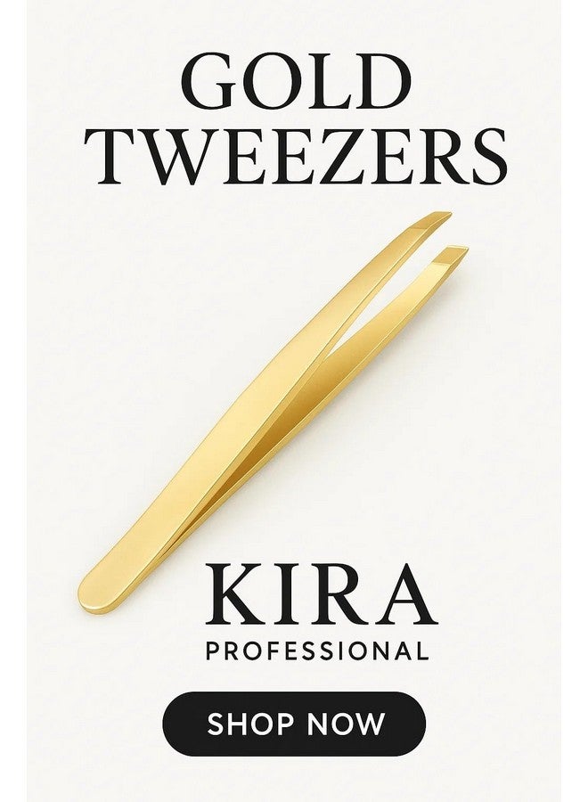 KIRA Tweezer Plucker Precision Tweezers For Eyebrows, Ingrown Hair, Plucking Daily, Hair Removal And Beauty Tool With Stainless Steel (Gold) - Image 2