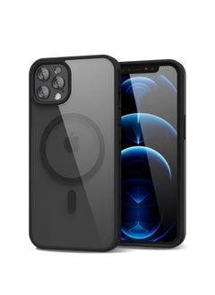 iPhone 13 Pro Max Case Clear Magnetic Compatible with Magsafe, Thin Slim Transparent Non Yellowing, Hybird Soft Silicone Bumper & Hard Plastic Protective Cover for Women, Black