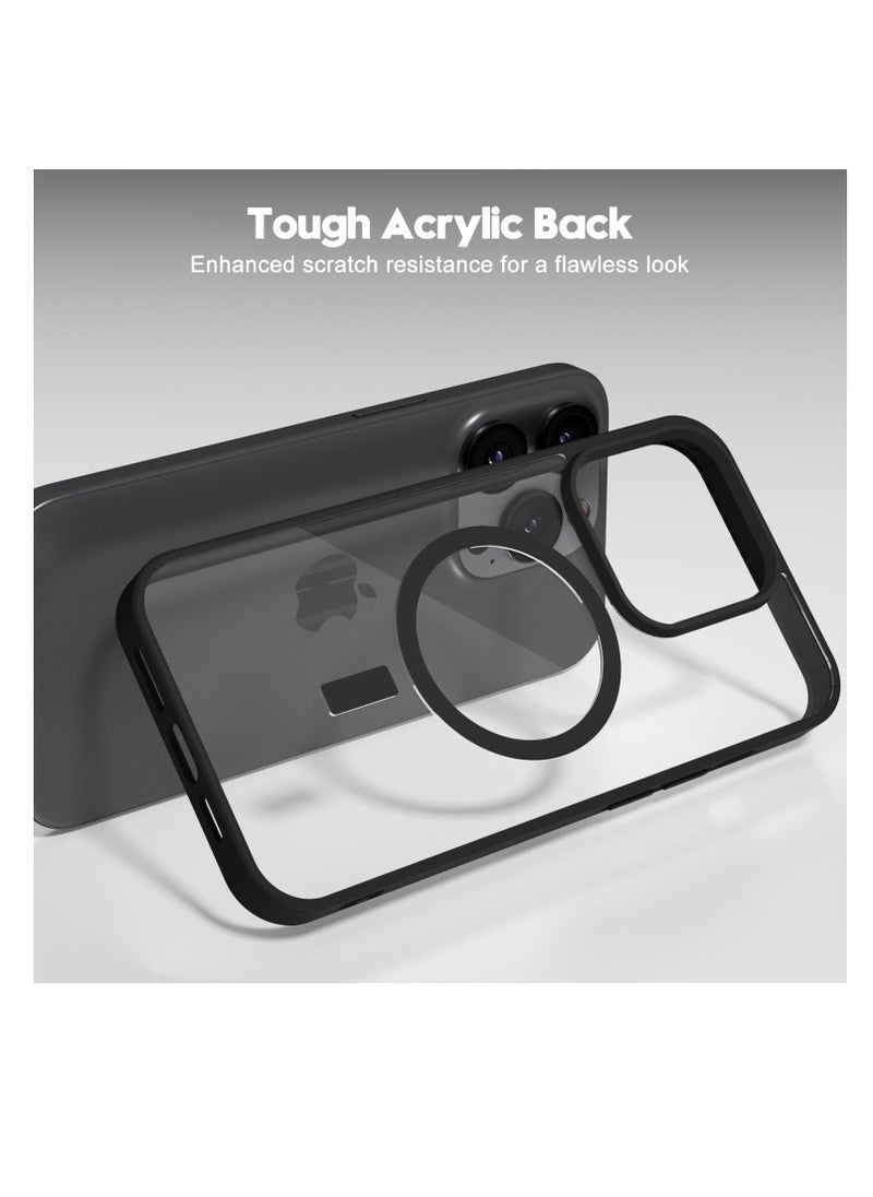 Generic - iPhone 13 Pro Max Case Clear Magnetic Compatible with Magsafe, Thin Slim Transparent Non Yellowing, Hybird Soft Silicone Bumper & Hard Plastic Protective Cover for Women, Black - Image 1