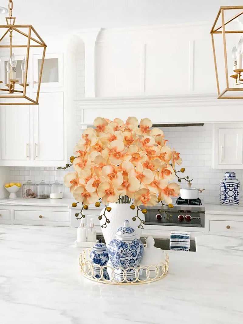 DILATATA 6PCS 32" Artificial Orchid Stems White Butterfly Orchid Faux Phalaenopsis Flowers for Home Wedding Centerpieces Office Table Decorations Real Touch Silk Orchids for DIY Floral Arrangements - Image 5