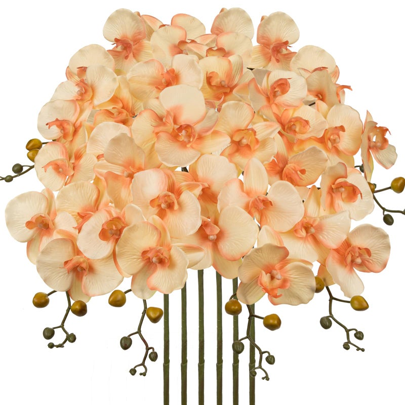 DILATATA 6PCS 32" Artificial Orchid Stems White Butterfly Orchid Faux Phalaenopsis Flowers for Home Wedding Centerpieces Office Table Decorations Real Touch Silk Orchids for DIY Floral Arrangements - Image 1
