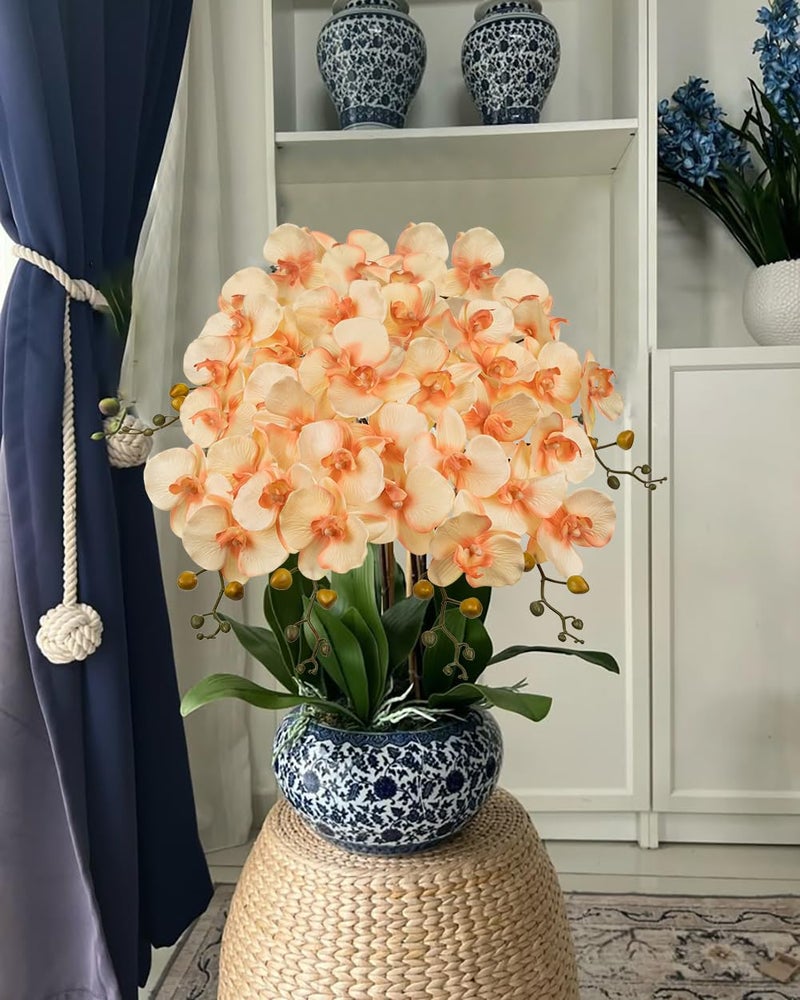 DILATATA 6PCS 32" Artificial Orchid Stems White Butterfly Orchid Faux Phalaenopsis Flowers for Home Wedding Centerpieces Office Table Decorations Real Touch Silk Orchids for DIY Floral Arrangements - Image 4