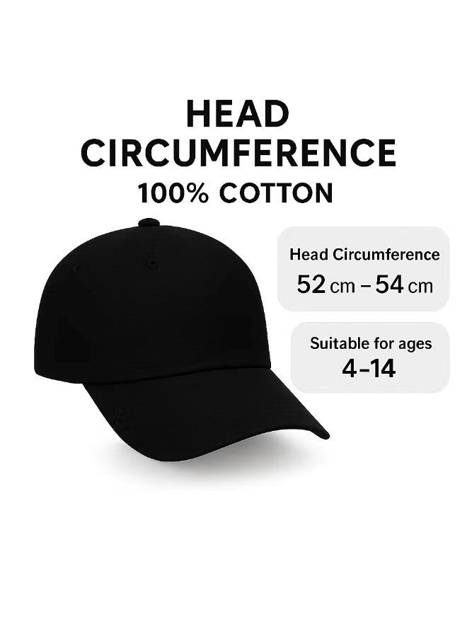 Kids Baseball Cap 100% Cotton Adjustable Hat for Boys and Girls – Soft Breathable Cap with Metal Buckle, Fits Head 52–54 cm (Ages 4–14) - Image 2