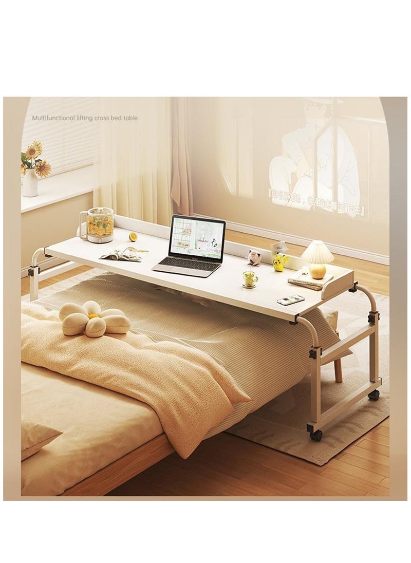 Arabest - Computer Desk Overbed Table, Adjustable Laptop Table Breskfast Tray, Cross Bed Table Carpet Wheels, Study Writing Table Standing Workstation (White) - Image 1