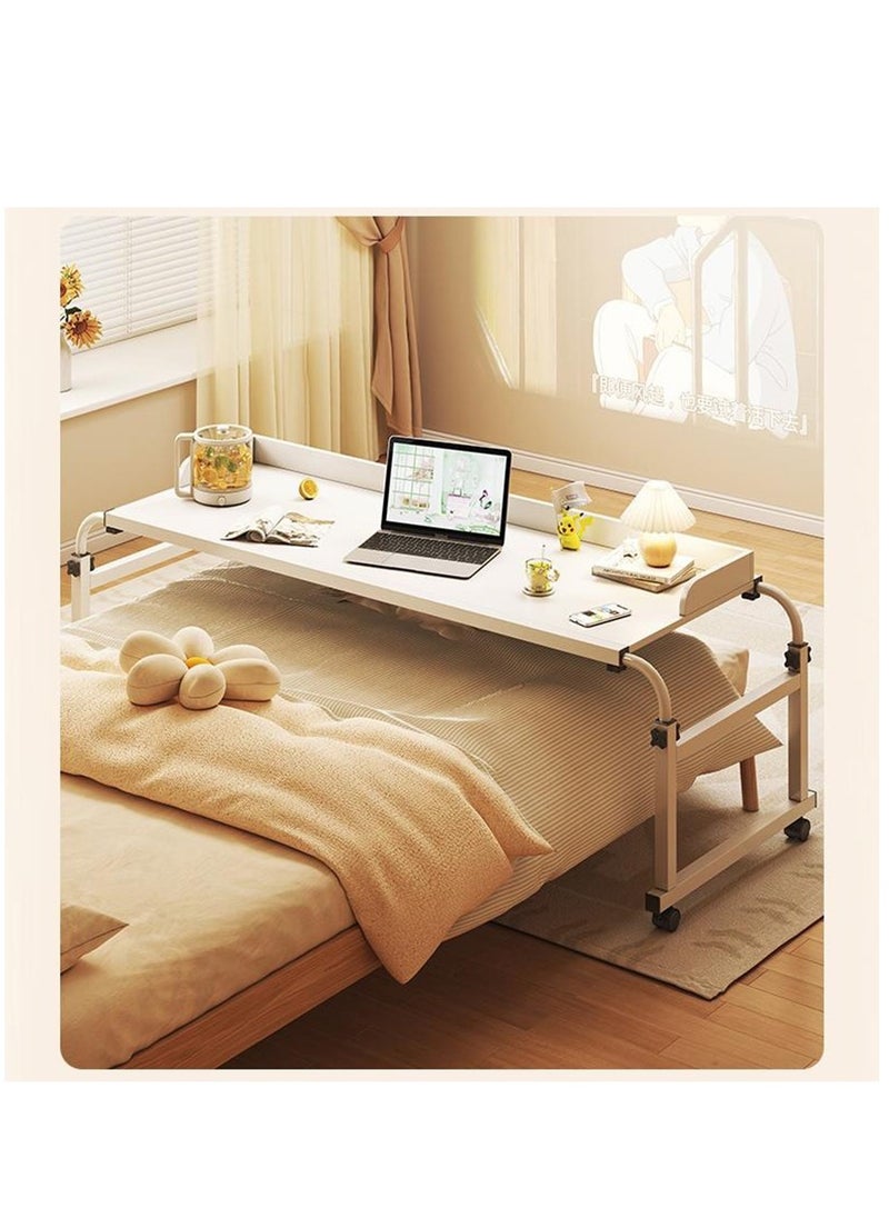 Arabest - Computer Desk Overbed Table, Adjustable Laptop Table Breskfast Tray, Cross Bed Table Carpet Wheels, Study Writing Table Standing Workstation (White) - Image 1