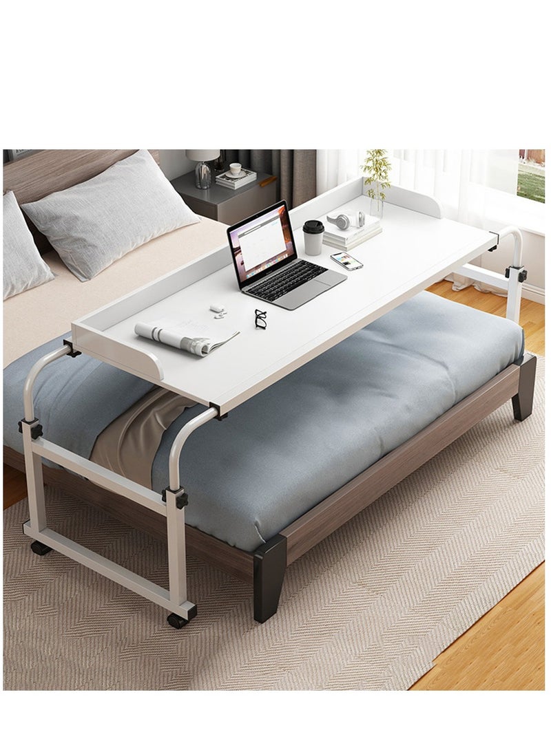 Arabest - Computer Desk Overbed Table, Adjustable Laptop Table Breskfast Tray, Cross Bed Table Carpet Wheels, Study Writing Table Standing Workstation (White) - Image 1