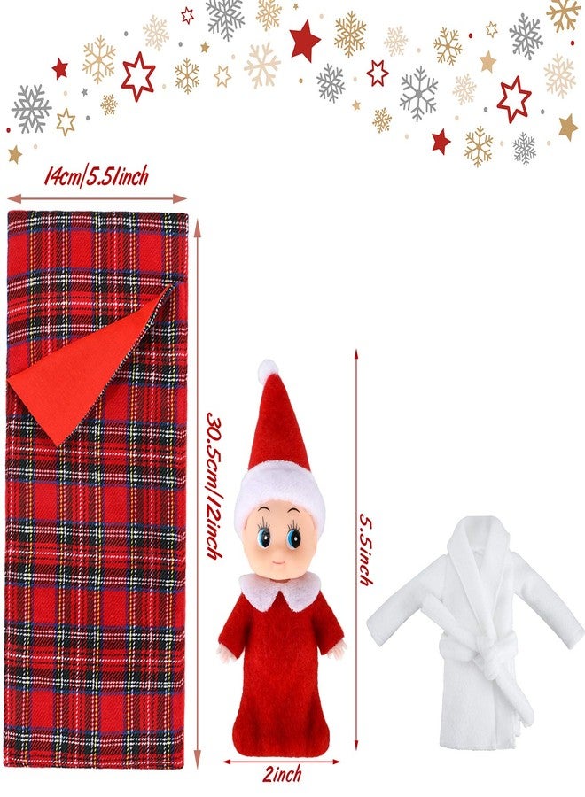Skylety 2-Piece Christmas Doll Set - Twins, Sleeping Bag, Bathrobe - Red, Green, White - Image 3