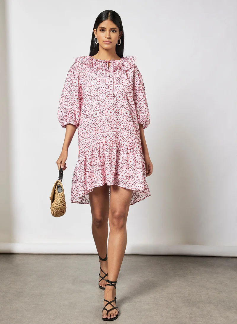 MANGO Embroidered Mini Dress