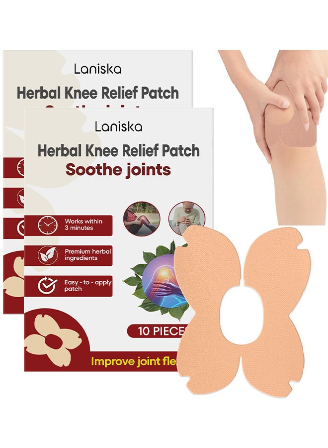 LANISKA 20 Pieces Herbal Knee Relief Patch Soothe Joints, Knee Relief Patches, Mugwort Pain Relief Patch To RelieveJoint, Lumbar, Cervical, knee, Leg And Muscle Pain Health Care Patch - Image 1