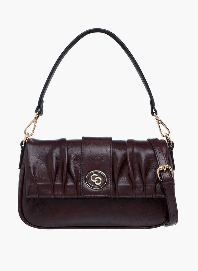 Celeste Ruched Detail Shoulder Bag with Adjustable Strap and Magnetic Closure