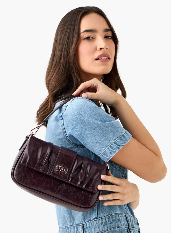 Celeste Ruched Detail Shoulder Bag with Adjustable Strap and Magnetic Closure