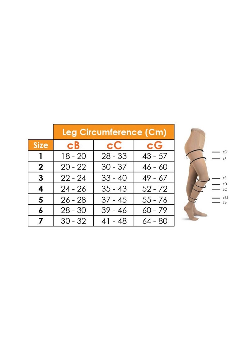 GO SILVER Over Knee High Compression Socks, Class 3 (34-46 mmHg) Open Toe Flesh  - Image 3