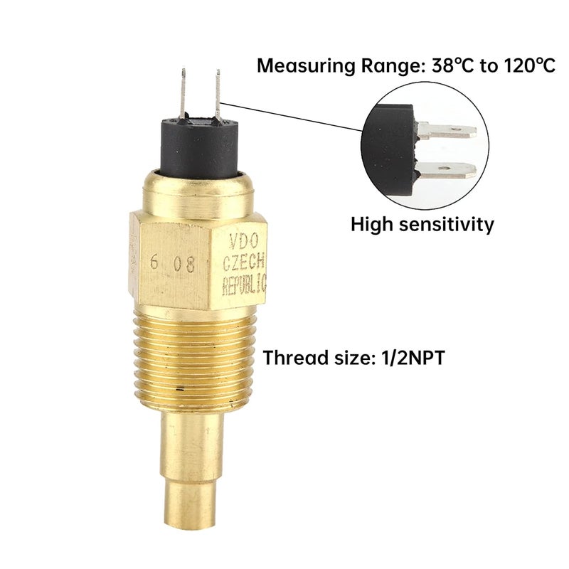 Wal front 1PC Water Temperature Sensor, 1/2NPT Water Temperature Sensor for Oil Water Temperature Temp Gauge, 38℃~120℃ - Image 2