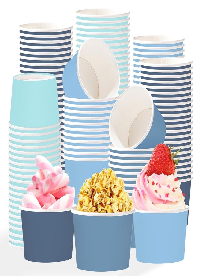 Greencian 120Pcs Dusty Blue Paper Ice Cream Cups 12 oz Disposable Gradient Blue Paper Dessert Snack Bowls Birthday Food Yogurt Cup Containers for Soup Candies Bridal Wedding Baby Shower Party Supplie - Image 1