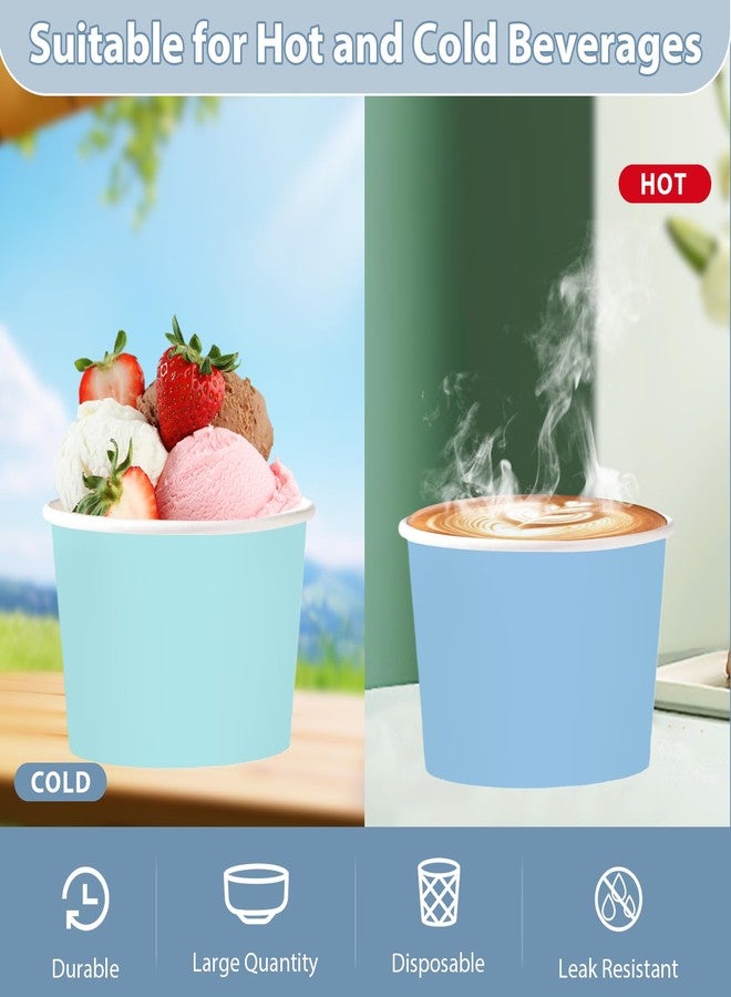 Greencian 120Pcs Dusty Blue Paper Ice Cream Cups 12 oz Disposable Gradient Blue Paper Dessert Snack Bowls Birthday Food Yogurt Cup Containers for Soup Candies Bridal Wedding Baby Shower Party Supplie - Image 3