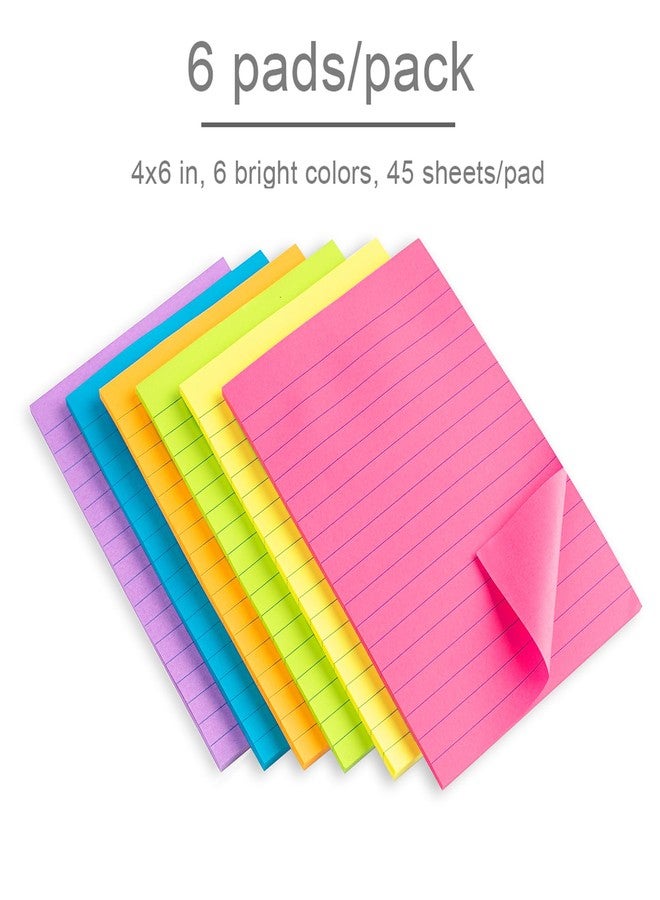 Vanpad Lined Sticky Notes 4X6 in Bright Ruled Stickies Colorful Super Sticking Power Memo Pads, 45 Sheets/pad, 6 Pads/Pack - Image 4