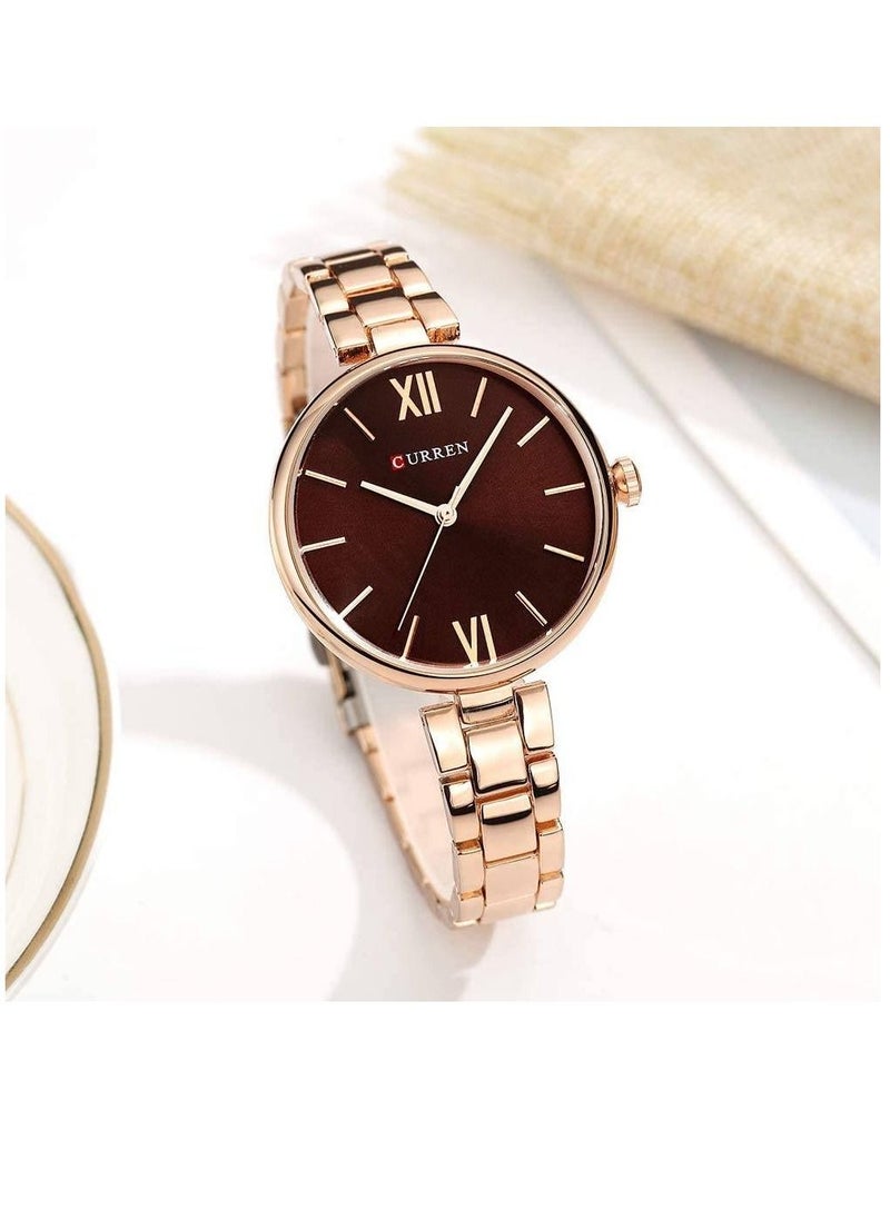 CURREN - 9017 New Quartz Movement Round Dial Stainless Steel Strap Waterproof Women Wristwatch - Image 1