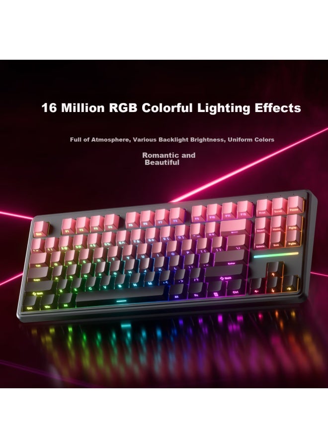 Eweadn V80 Wired Silent Keyboard, True Mechanical Feel, High Aesthetic Value, Gradient Side Engraving, Portable, 87 Keys, For Women's Office, Laptop Gaming, E-sports Rgb Backlight Peripherals - Image 2