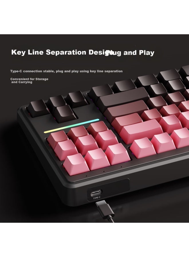 Eweadn V80 Wired Silent Keyboard, True Mechanical Feel, High Aesthetic Value, Gradient Side Engraving, Portable, 87 Keys, For Women's Office, Laptop Gaming, E-sports Rgb Backlight Peripherals - Image 4