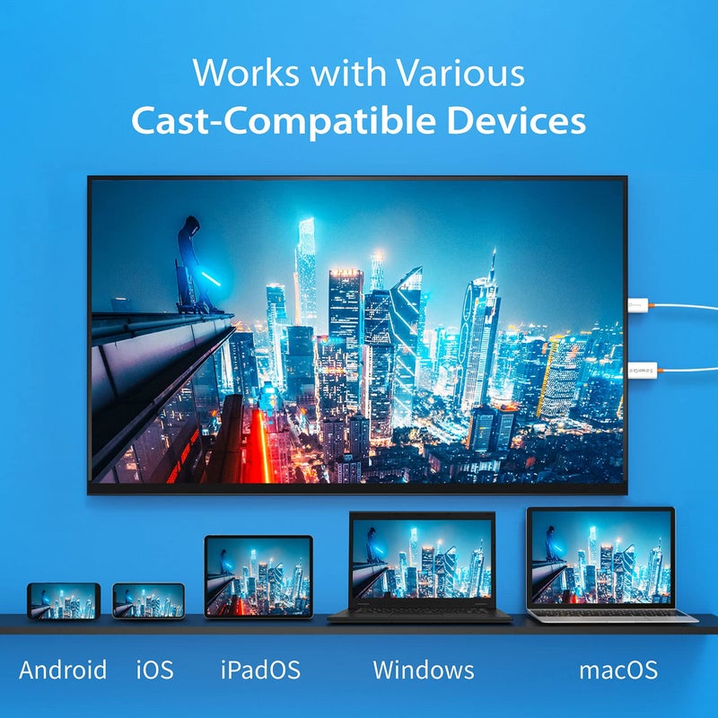 j5create ScreenCast HDMI Wireless Display Adapter Receiver - Mirror Phone, Tablet, Laptop to HDTV - Compatible with MiraCast, AirPlay, Android, Windows 10 PC, iOS, iPhone, Tablet (JVAW56) - Image 4