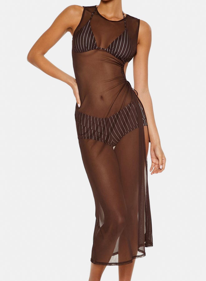 FOREVER 21 Essentials Mesh Side-Slit Swim Cover-Up Midi Dress - Image 5