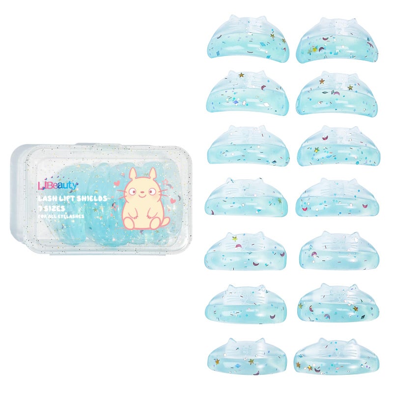 Libeauty Lash Lift Rods, Lash Lift Pads, Green Reusable Eyelash Perming Curler Shield Pads, 5 Size 10 Pcs, with Premium PU Storage Case for Perfect Lash Lifting