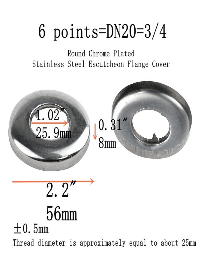 Tsnamay 20Pcs 3/4 Inches Round Chrome Plated Stainless Steel Escutcheon Flange Cover,Faucet Escutcheons Kitchen and Bathroom Water Pipe Wall Covers Cover(2.2"/56mm OD.) - Image 4