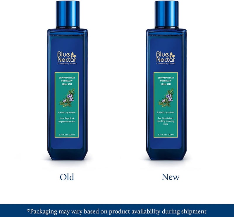 Blue Nectar Rosemary Oil for Hair Growth with Bhringraj Oil for Hair | Natural Alternate for Redensyl | Non- Sticky Ayurvedic Hair Oil with Amla Hair Oil (9 Herbs,200ml) - Image 2