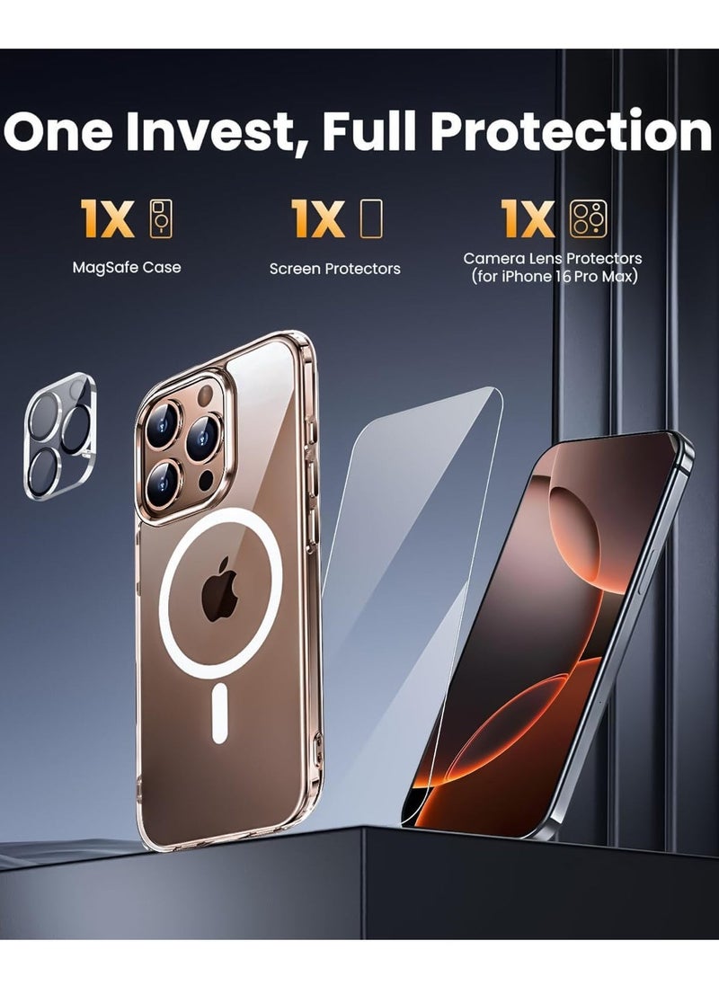 Raxoom iPhone 16 Pro Max Case - Crystal Clear Magnetic Case with Screen Protector & Camera Cover, Compatible with MagSafe, Shockproof Slim Silicone TPU Bumper & Hard PC Cover - Image 2