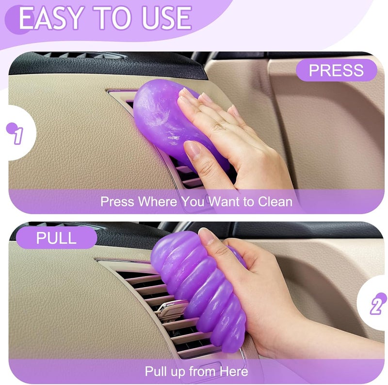 TeSabMi Car Cleaning Gel Car Cleaning Putty Car Putty Car Interior Cleaner Car Slime Car Detailing Kit Car Accessories Gifts for Men Women Stocking Stuffers Purple Comfort grip - Image 4