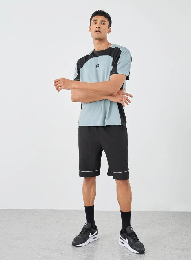 Styli Active Color Block Panelled Ultra Stretch Oversized T-Shirt